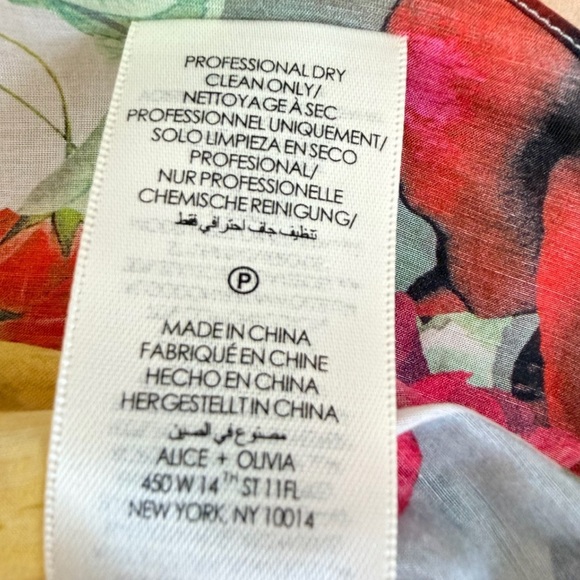 Alice + Olivia Floral Placement Blouse L Pink Sheer Statement Collar Designer - Picture 7 of 9